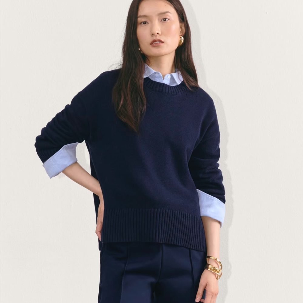 Everlane Boxy Cotton Sweater in blue